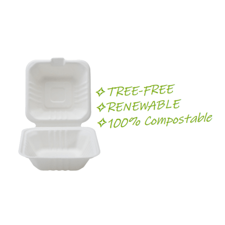 Conchas de bagazo de caña de azúcar Biodegradables Naturales Sin árboles Recipientes para llevar de bagazo ecológicos Cajas para llevar al por mayor Recipientes compostables para llevar  