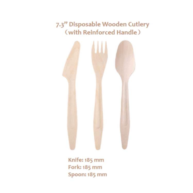 6.5 inch Disposable Wooden Cutlery Set Biodegradable Utensils 3 in 1 Meal Kit Compostable Flatware Natural Disposable Silverware Eco-Friendly Cutlery Disposable Wooden Cutlery Kit Wholesale  