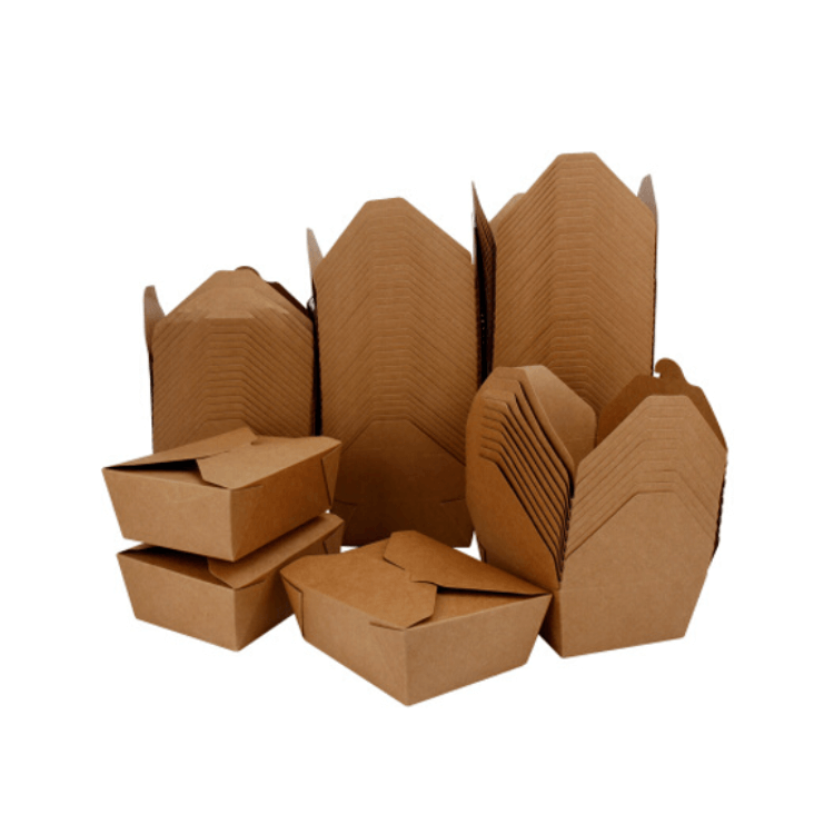  친환경 크래프트 종이 테이크 아웃 상자 도매 일회용 종이 식품 용기 생분해 성 크래프트 종이 테이크 아웃 용기 뚜껑이있는 일회용 테이크 아웃 상자  