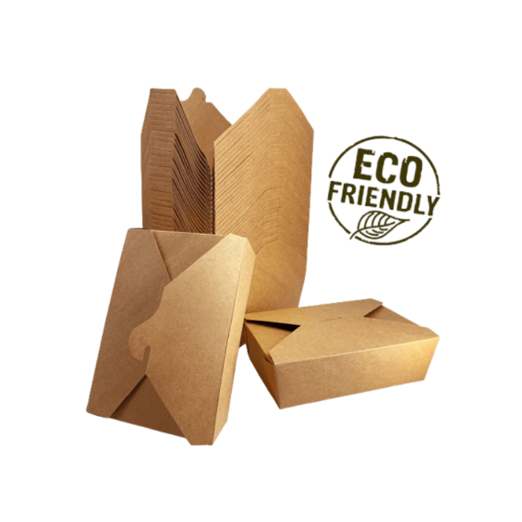 Caixas para viagem de papel kraft ecologicamente correto para atacado Recipientes para alimentos de papel Kraft biodegradável Recipientes para viagem de papel kraft biodegradável Caixas para viagem de