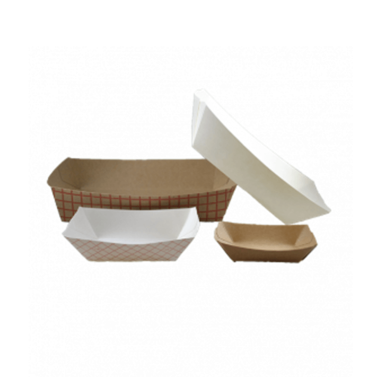  Bandejas de bocadillos de papel Kraft ecológico Bandejas de comida de papel Kraft biodegradables al por mayor Bandejas de bocadillos desechables  