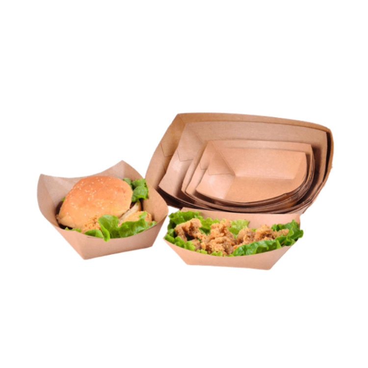  Eco-friendly Kraft Paper Snack Trays Wholesale Biodegradable Kraft Paper Food Trays Disposable Snack Trays  