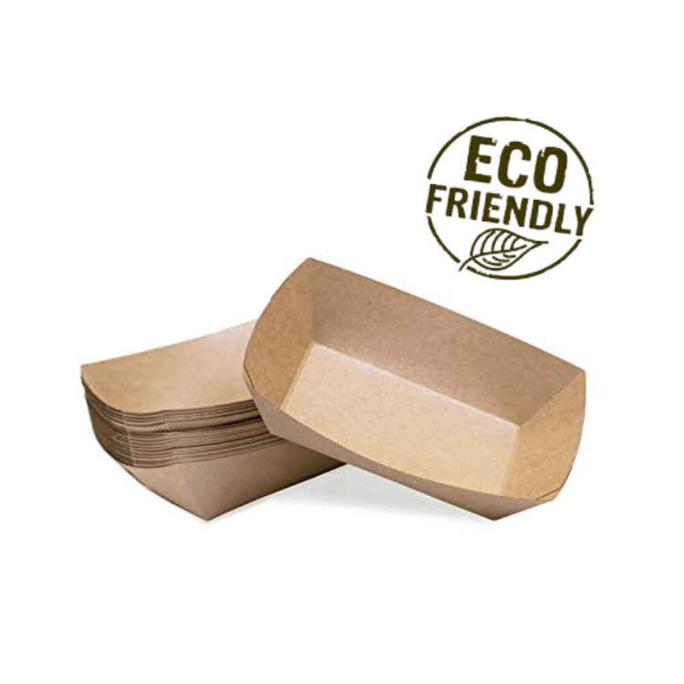 Bandejas de bocadillos de papel Kraft ecológico Bandejas de comida de papel Kraft biodegradables al por mayor Bandejas de bocadillos desechables