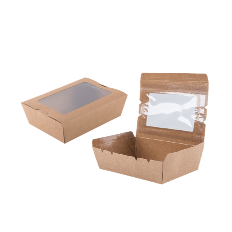  Caixas para viagem de papel kraft ecologicamente correto para atacado Recipientes para alimentos de papel Kraft biodegradável Recipientes para viagem de papel kraft biodegradável Caixas para viagem de  