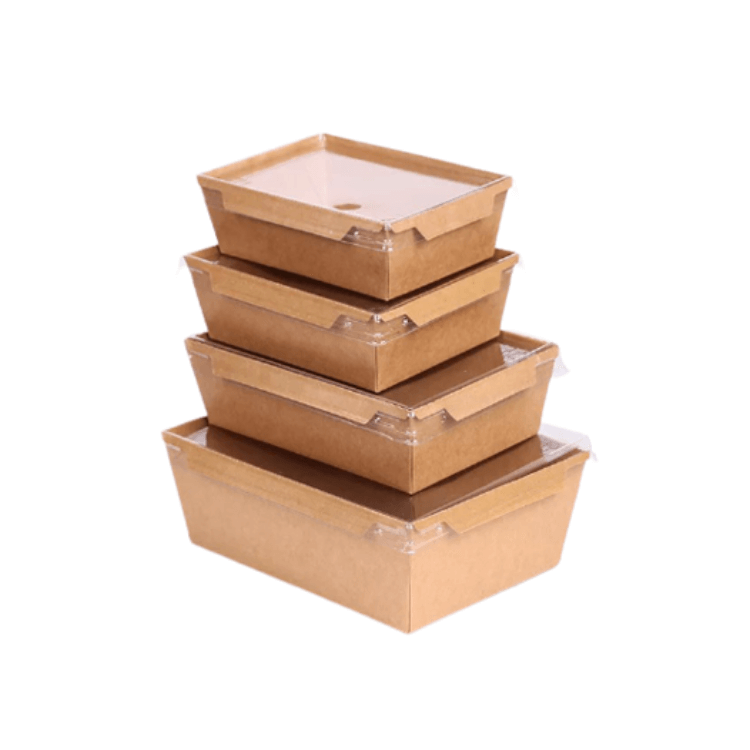  Umweltfreundliche Kraftpapier-Takeaway-Boxen Großhandel Einweg-Lebensmittelbehälter aus Papier Biologisch abbaubare Kraftpapier-Take-away-Behälter Einweg-Take-out-Boxen mit Deckel  