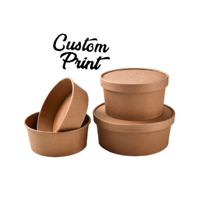  Eco-friendly Kraft Paper Salad Bowls with Lids Wholesale Disposable Paper Food Containers Biodegradable Kraft Paper Takeaway Containers Disposable Takeout Containers with Lids  
