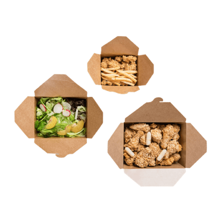 Eco-friendly Kraft Paper Takeaway Boxes Wholesale Disposable Paper Food Containers Biodegradable Kraft Paper Takeaway Containers Disposable Takeout Boxes with Lids  